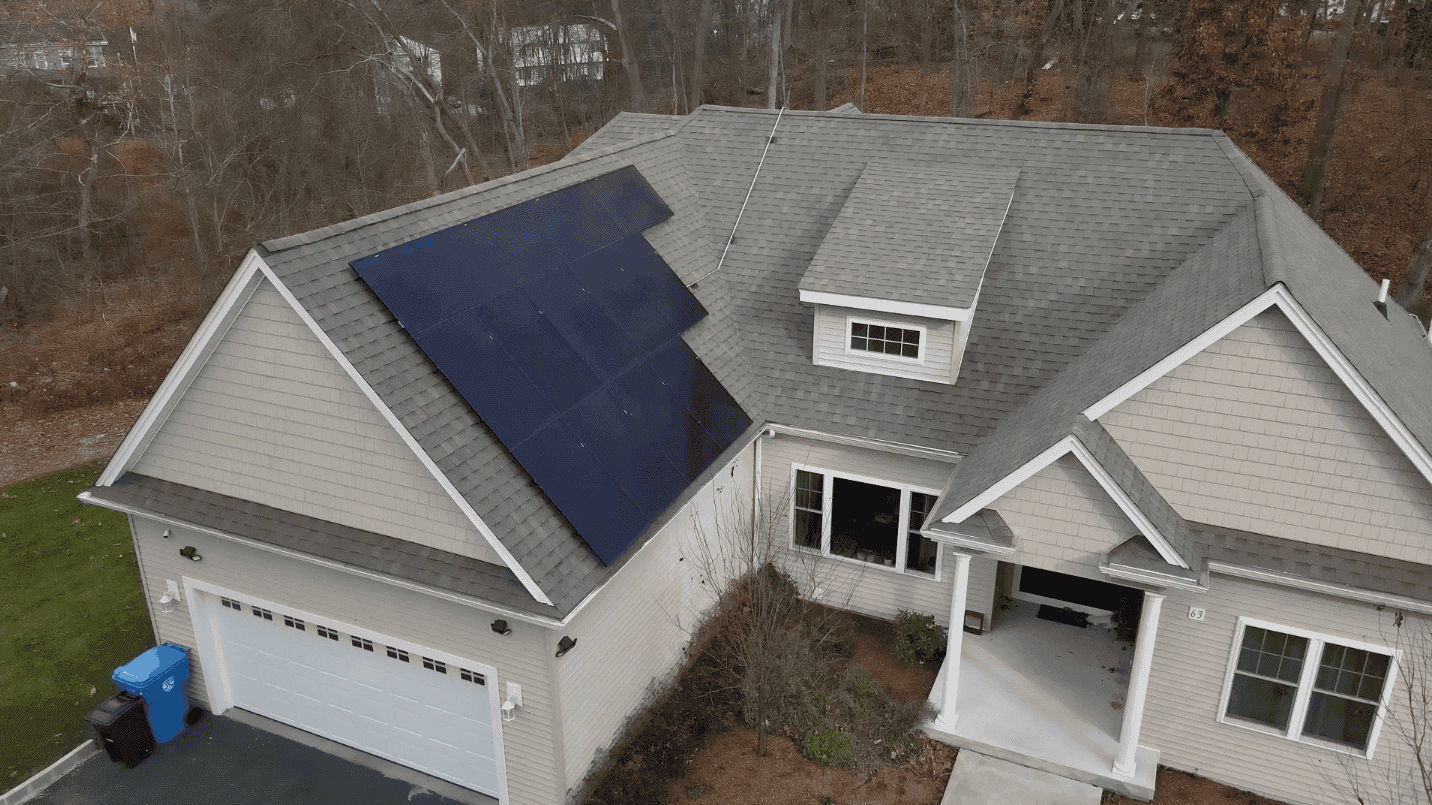 Solar panel installation on residential roof in Tolland, Connecticut