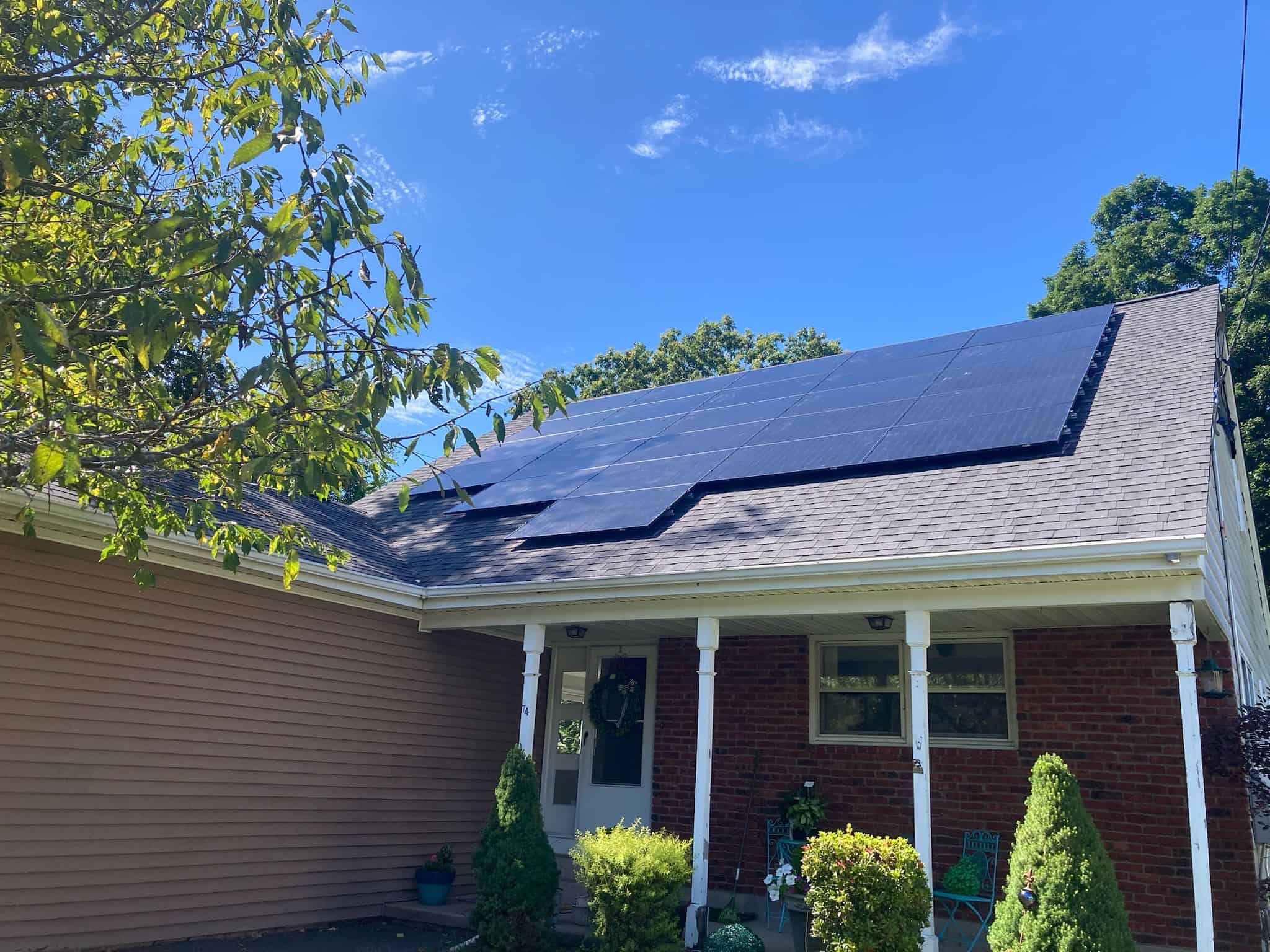 Solar panel installation on a Massachusetts home