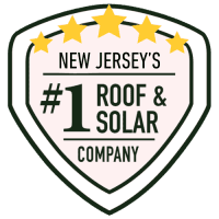 New Jersey’s #1 roof and solar company badge with five gold stars and bold text.