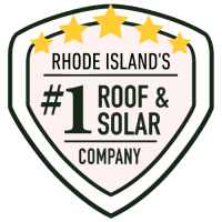 5 Star Badge that reads “Rhode Island’s #1 Roof & Solar Company”