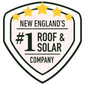 5 Star Badge that says “New England’s #1 Roof & Solar Company”