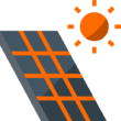 graphic of a sun shining on solar panels