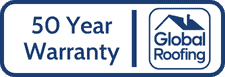 Global Roofing 50 year warranty badge
