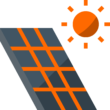 graphic of a sun shining on solar panels