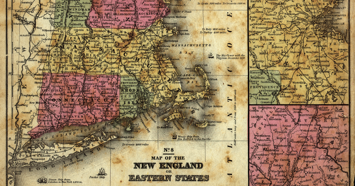 A map of New England, showing that New England Electric rates are continuing the increase, making New England one of the best places in the country to switch to renewable solar energy. 