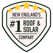 5 Star Badge that says "New England's #1 Roof & Solar Company"