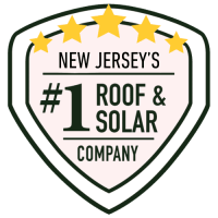 New Jersey – ROOF – BADGE New Jersey's #1 roof and solar company badge with five gold stars and bold text.